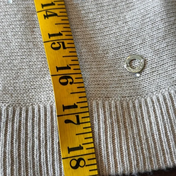 Massimo Dutti SZ 7-8 tall beige cashmere blend crewneck‎ wmini diamond sweater